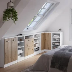 Dachschrägenschrank Eckschrank Rion Artisan Eiche/Weiß 75.6 x 81.6 cm mit 1 Tür Vicco