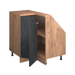 Dachschrägenschrank Eckschrank Rion Schwarz Beton/Goldkraft Eiche 75.6 x 81.6 cm mit 1 Tür Vicco