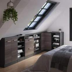 Dachschrägenschrank Eckschrank Rion Edelgrau/Anthrazit 75.6 x 81.6 cm mit 1 Tür Vicco