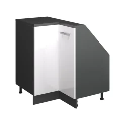 Dachschrägenschrank Eckschrank Rion Weiß Hochglanz/Anthrazit 75.6 x 81.6 cm mit 1 Tür Vicco