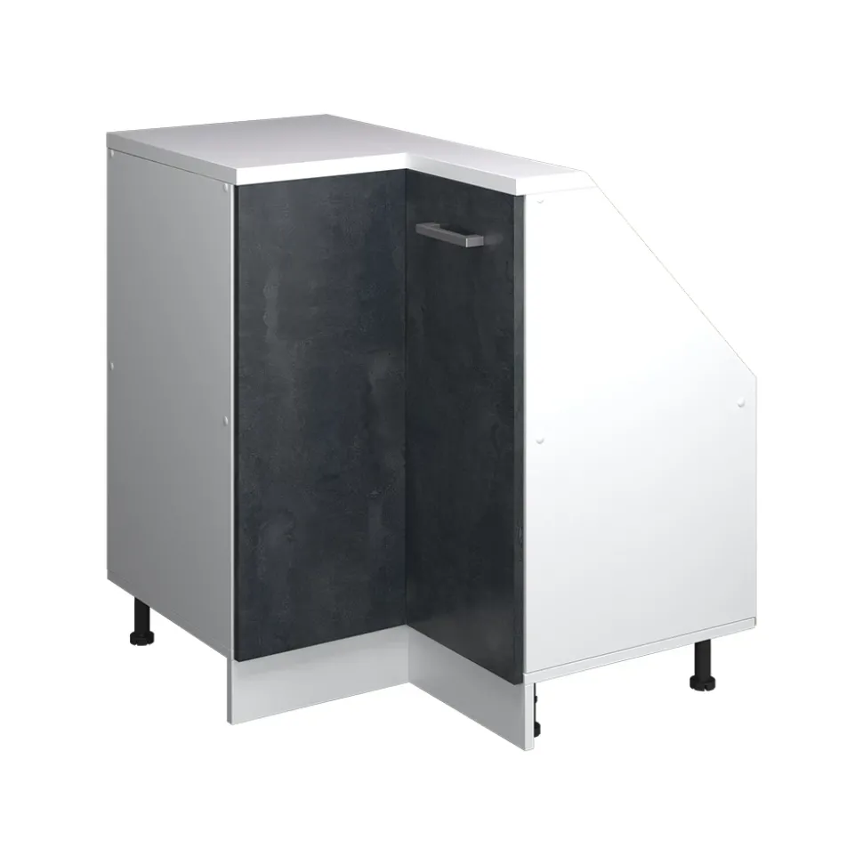 Dachschrägenschrank Eckschrank Rion Schwarz Beton/Weiß 75.6 x 81.6 cm mit 1 Tür Vicco