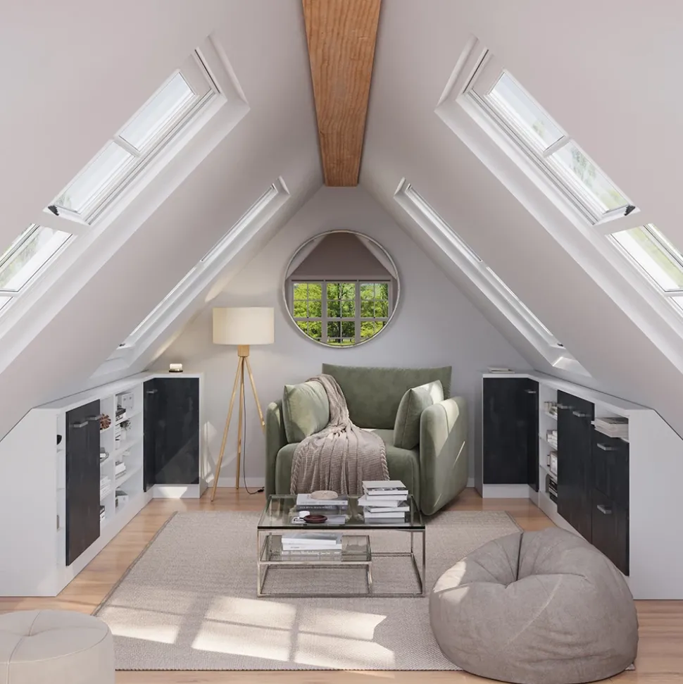 Dachschrägenschrank Eckschrank Rion Schwarz Beton/Weiß 75.6 x 81.6 cm mit 1 Tür Vicco