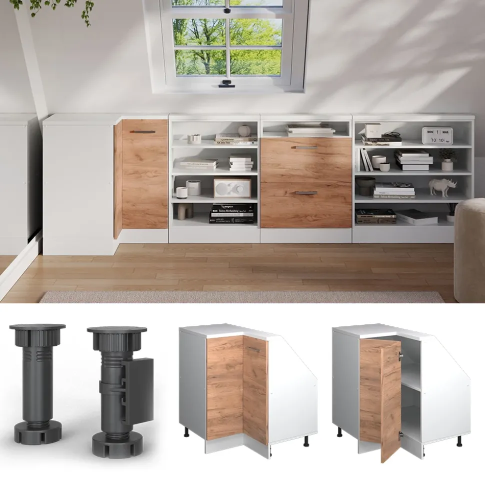 Dachschrägenschrank Eckschrank Rion Goldkraft Eiche/Weiß 75.6 x 81.6 cm mit 1 Tür Vicco