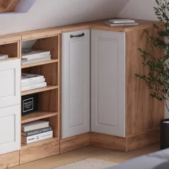 Dachschrägenschrank Eckschrank Rion Weiß Landhaus/Goldkraft Eiche 75.6 x 81.6 cm mit 1 Tür Vicco