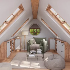 Dachschrägenschrank Eckschrank Rion Weiß Landhaus/Goldkraft Eiche 75.6 x 81.6 cm mit 1 Tür Vicco