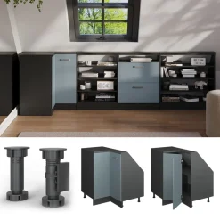 Dachschrägenschrank Eckschrank Rion Blau-Grau/Anthrazit 75.6 x 81.6 cm mit 1 Tür Vicco