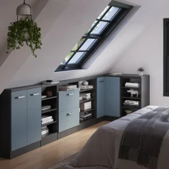 Dachschrägenschrank Eckschrank Rion Blau-Grau/Anthrazit 75.6 x 81.6 cm mit 1 Tür Vicco