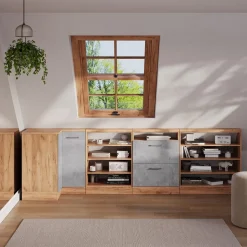 Dachschrägenschrank Eckschrank Rion Beton/Goldkraft Eiche 75.6 x 81.6 cm mit 1 Tür Vicco