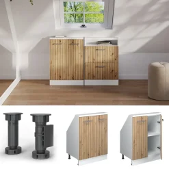 Dachschrägenschrank Rion Artisan Eiche/Weiß mit 2 Türen Vicco