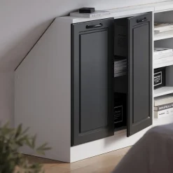 Dachschrägenschrank Rion Anthrazit Landhaus/Weiß mit 2 Türen Vicco