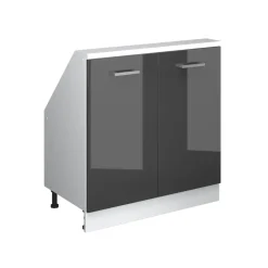 Dachschrägenschrank Rion Anthrazit Hochglanz/Weiß mit 2 Türen Vicco