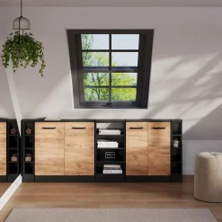 Dachschrägenschrank Rion Anthrazit 15 x 81.6 cm mit 4 Fächern Vicco