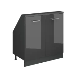 Dachschrägenschrank Rion Anthrazit Hochglanz/Anthrazit mit 2 Türen Vicco