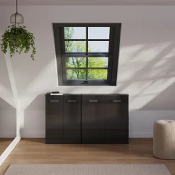 Dachschrägenschrank Rion Anthrazit Hochglanz/Anthrazit mit 2 Türen Vicco