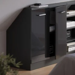 Dachschrägenschrank Rion Anthrazit Hochglanz/Anthrazit mit 2 Türen Vicco