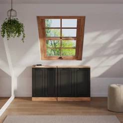 Dachschrägenschrank Rion Anthrazit Landhaus/Goldkraft Eiche mit 2 Türen Vicco