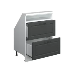 Dachschrägenschrank Rion Anthrazit Landhaus/Weiß mit 2 Schubladen Vicco