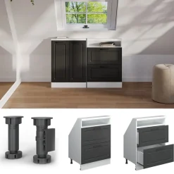 Dachschrägenschrank Rion Anthrazit Landhaus/Weiß mit 2 Schubladen Vicco