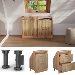 Dachschrägenschrank Rion Artisan-Eiche/Goldkraft Eiche mit 2 Schubladen Vicco