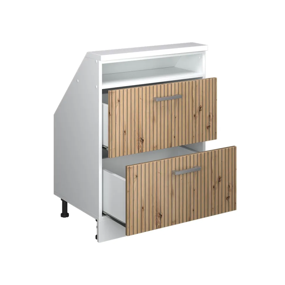 Dachschrägenschrank Rion Artisan Eiche/Weiß mit 2 Schubladen Vicco