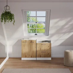 Dachschrägenschrank Rion Artisan Eiche/Weiß mit 2 Schubladen Vicco