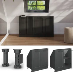 Dachschrägenschrank Rion Anthrazit Landhaus/Anthrazit mit 2 Türen Vicco