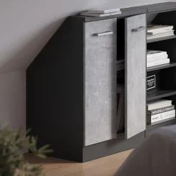 Dachschrägenschrank Rion Beton/Anthrazit mit 2 Türen Vicco