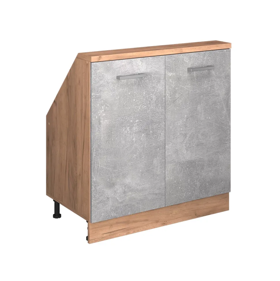 Dachschrägenschrank Rion Beton/Goldkraft Eiche mit 2 Türen Vicco