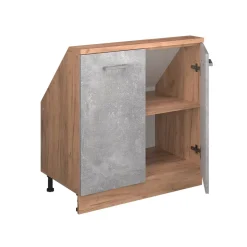 Dachschrägenschrank Rion Beton/Goldkraft Eiche mit 2 Türen Vicco