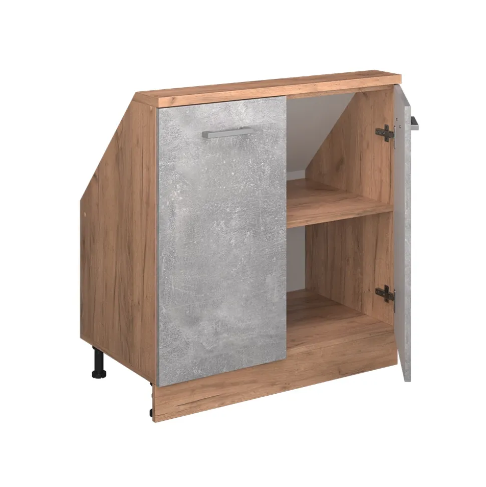 Dachschrägenschrank Rion Beton/Goldkraft Eiche mit 2 Türen Vicco