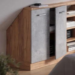 Dachschrägenschrank Rion Beton/Goldkraft Eiche mit 2 Türen Vicco