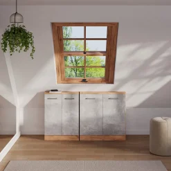 Dachschrägenschrank Rion Beton/Goldkraft Eiche mit 2 Türen Vicco