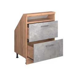 Dachschrägenschrank Rion Beton/Goldkraft Eiche mit 2 Schubladen Vicco