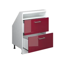 Dachschrägenschrank Rion Bordeaux Hochglanz/Weiß mit 2 Schubladen Vicco