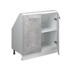 Dachschrägenschrank Rion Beton/Weiß mit 2 Türen Vicco