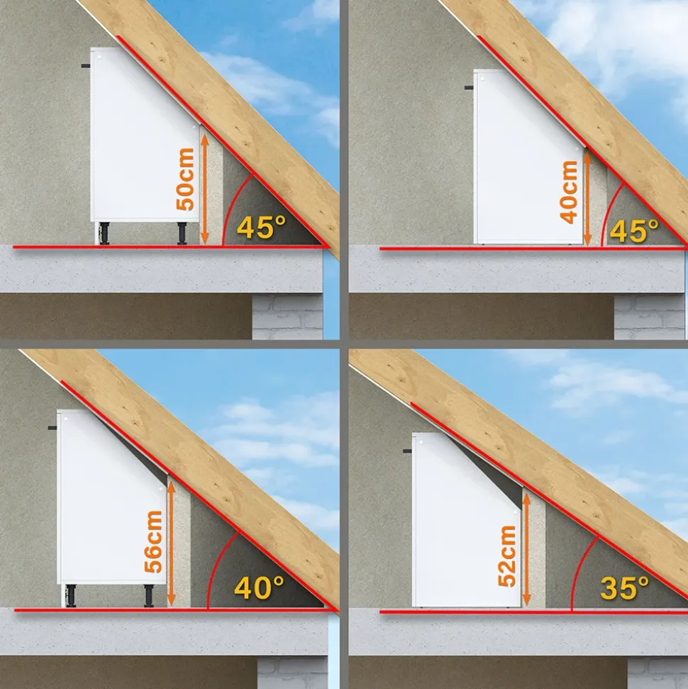 Dachschrägenschrank Rion Beton/Weiß mit 2 Türen Vicco