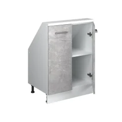 Dachschrägenschrank Rion Beton/Weiß mit 2 Türen Vicco