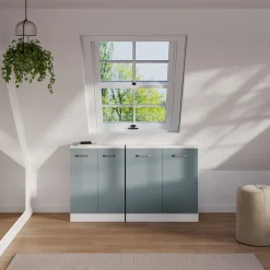 Dachschrägenschrank Rion Blau-Grau/Weiß mit 2 Türen Vicco