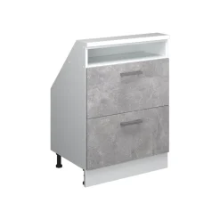 Dachschrägenschrank Rion Beton/Weiß mit 2 Schubladen Vicco