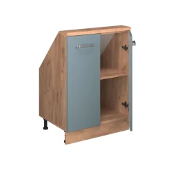 Dachschrägenschrank Rion Blau-Grau/Goldkraft Eiche mit 2 Türen Vicco