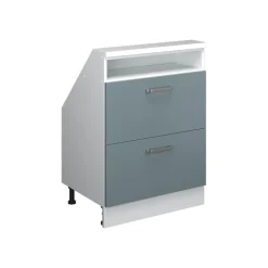 Dachschrägenschrank Rion Blau-Grau/Weiß mit 2 Schubladen Vicco