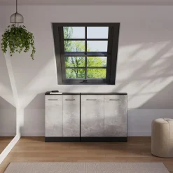 Dachschrägenschrank Rion Beton/Anthrazit mit 2 Türen Vicco