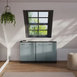 Dachschrägenschrank Rion Blau-Grau/Anthrazit mit 2 Türen Vicco