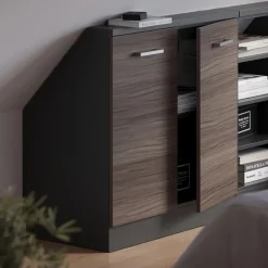 Dachschrägenschrank Rion Edelgrau/Anthrazit mit 2 Türen Vicco