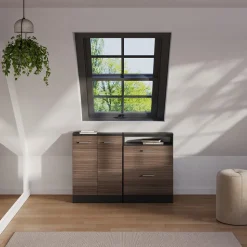 Dachschrägenschrank Rion Edelgrau/Anthrazit mit 2 Schubladen Vicco