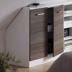 Dachschrägenschrank Rion Edelgrau/Weiß mit 2 Türen Vicco