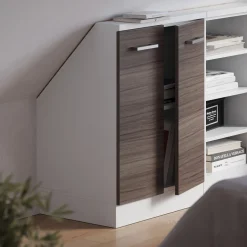 Dachschrägenschrank Rion Edelgrau/Weiß mit 2 Türen Vicco