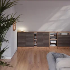 Dachschrägenschrank Rion Edelgrau/Goldkraft Eiche mit 2 Schubladen Vicco