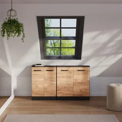 Dachschrägenschrank Rion Goldkraft Eiche/Anthrazit mit 2 Türen Vicco