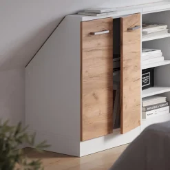 Dachschrägenschrank Rion Goldkraft Eiche/Weiß mit 2 Türen Vicco